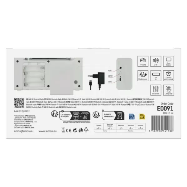 EMOS DAB FM BLUETOOTH RÁDIO P-600W BÍLÁ E0091