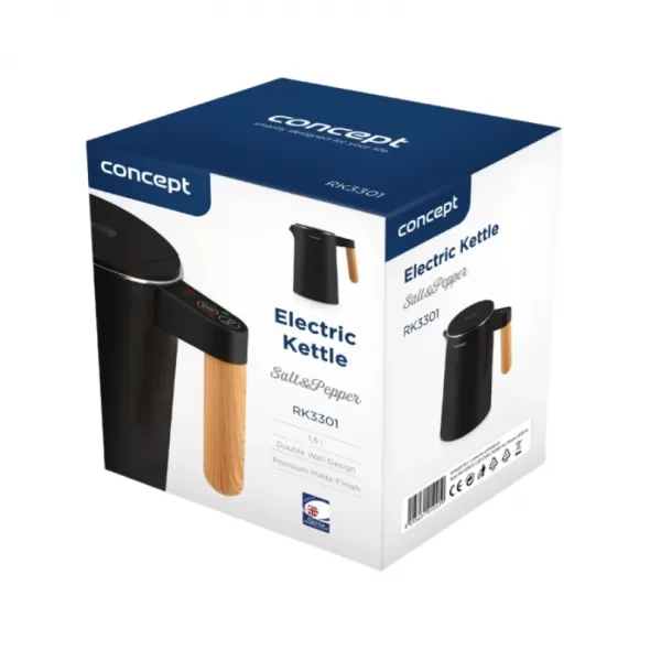 CONCEPT RK3301 Rychlovarná konvice s regulací teploty 1,5 l Salt & Pepper