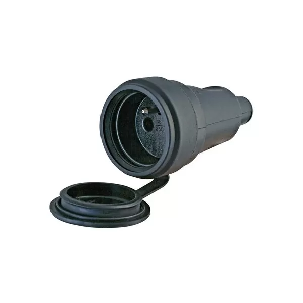 Zásuvka spojovací gumová s víčkem 16A/230V černá 181816007