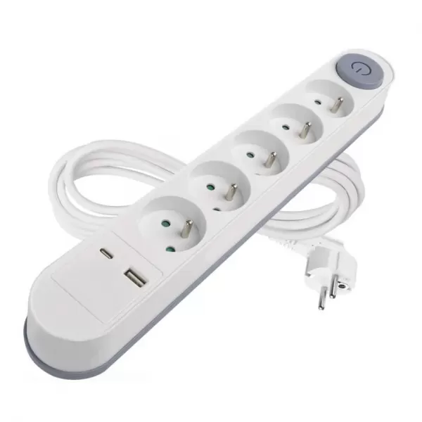 EMOS PRODLUŽKA 5Z 3M S VYP. 1,5MM + USB A+C FAST CHARGING P1513PD