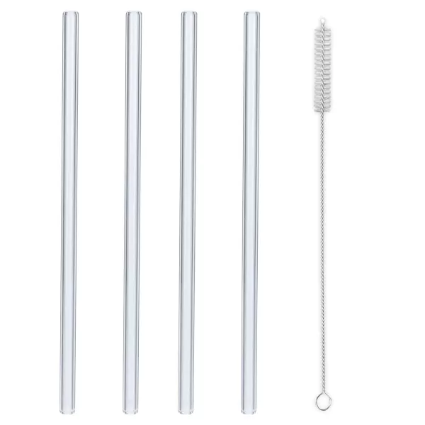 Brčko sklo nápojové 4 ks 20 cm+kartáček