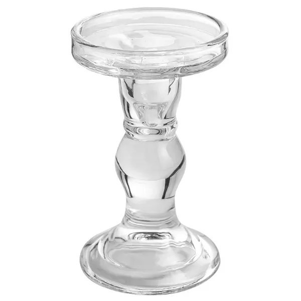 Svícen DUAL d9x14cm čirý/sklo/strojní