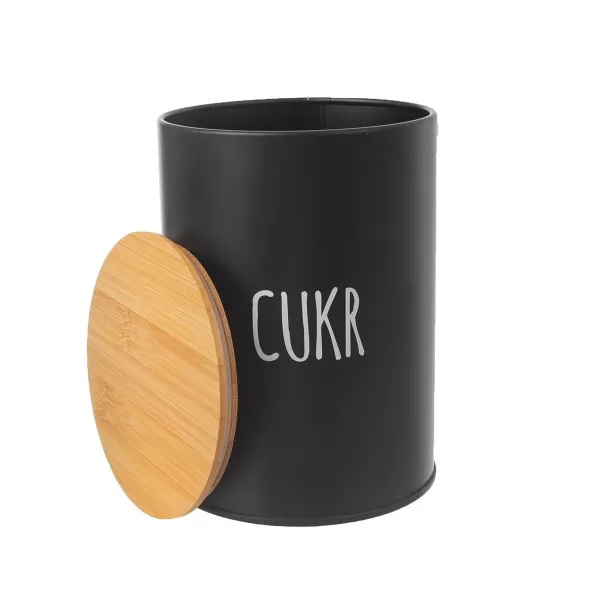 Dóza plech/bambus pr. 11 cm Cukr BLACK CZ
