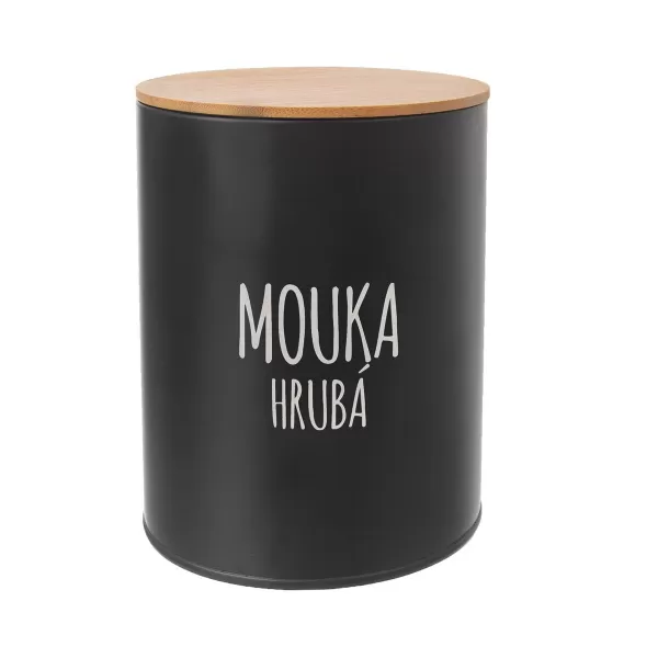 Dóza plech/bambus pr. 13 cm Mouka hrubá BLACK CZ
