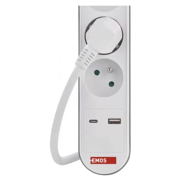 EMOS PRODLUŽKA 5Z 3M S VYP. 1,5MM + USB A+C FAST CHARGING P1513PD