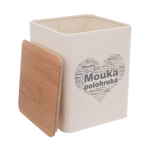 Dóza plech/dřevo 11,5x11,5x14 cm Mouka pol. SRDCE