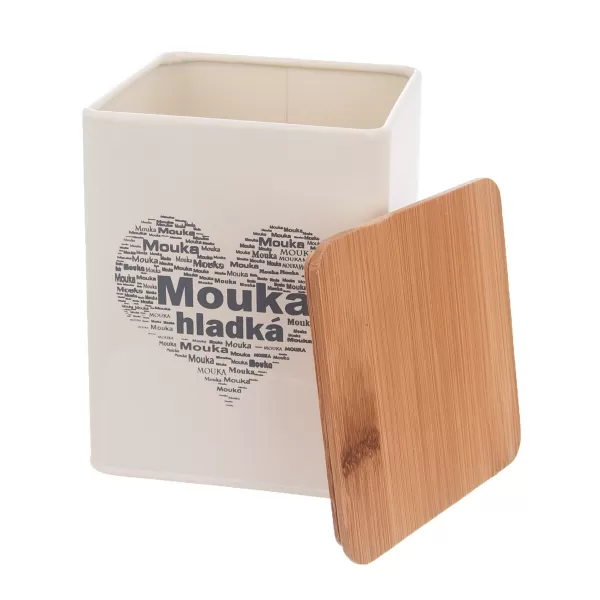 Dóza plech/dřevo 11,5x11,5x14 cm Mouka hlad. SRDCE