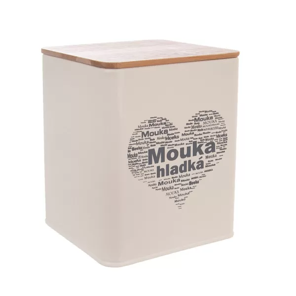 Dóza plech/dřevo 11,5x11,5x14 cm Mouka hlad. SRDCE