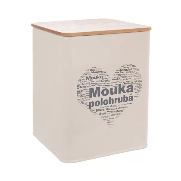 Dóza plech/dřevo 11,5x11,5x14 cm Mouka pol. SRDCE