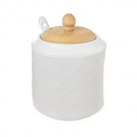 Cukřenka porc./dřevo+lžička WHITELINE pr. 9 cm