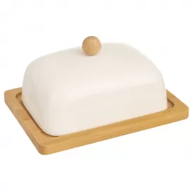 Máslenka porc./bambus oblá WHITELINE 16,5x12,5 cm