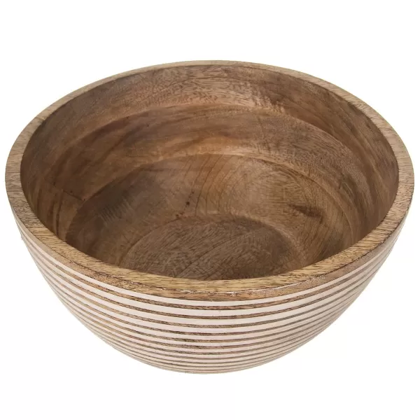 Mísa dřevo MANGO bílý dekor pr. 24 cm
