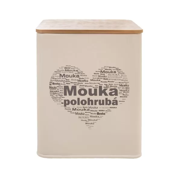 Dóza plech/dřevo 11,5x11,5x14 cm Mouka pol. SRDCE