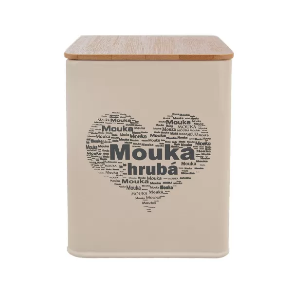 Dóza plech/dřevo 11,5x11,5x14 cm Mouka hrubá SRDCE