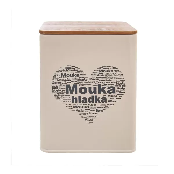 Dóza plech/dřevo 11,5x11,5x14 cm Mouka hlad. SRDCE