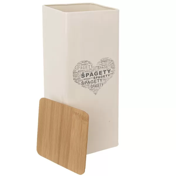 Dóza plech/dřevo 11,5x11,5x28,5 cm Špagety SRDCE
