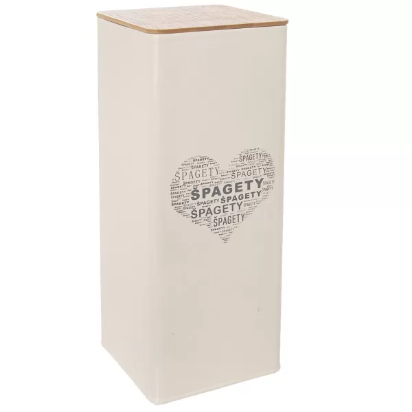 Dóza plech/dřevo 11,5x11,5x28,5 cm Špagety SRDCE