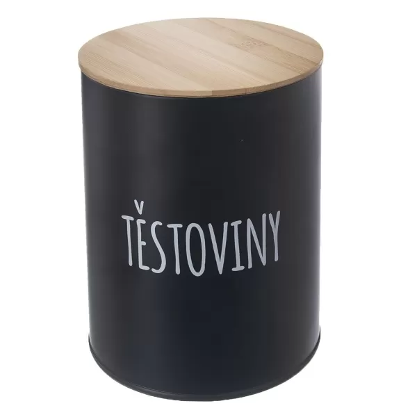 Dóza plech/bambus pr. 13 cm Těstoviny BLACK CZ