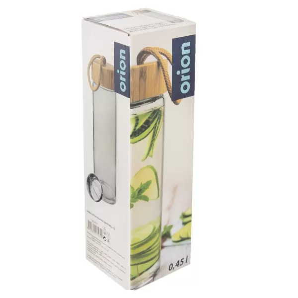 Láhev sklo/bambus víčko+sítko 0,45 l