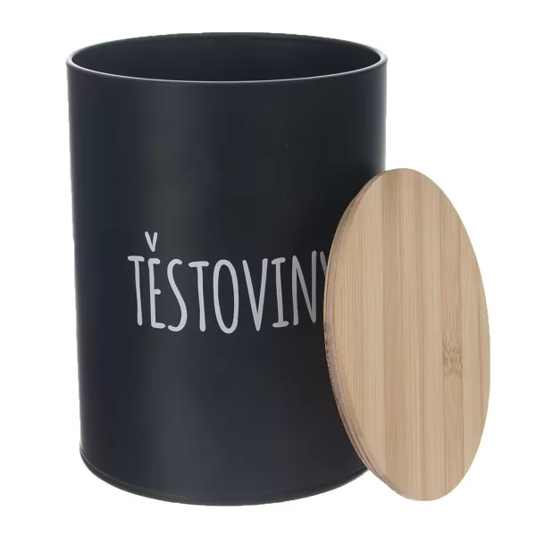 Dóza plech/bambus pr. 13 cm Těstoviny BLACK CZ