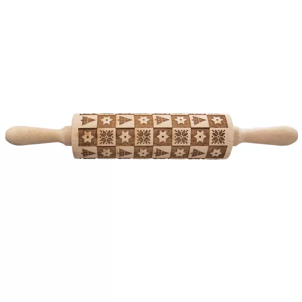 Váleček dřevo Dekor d. 20/38 cm Vánoce