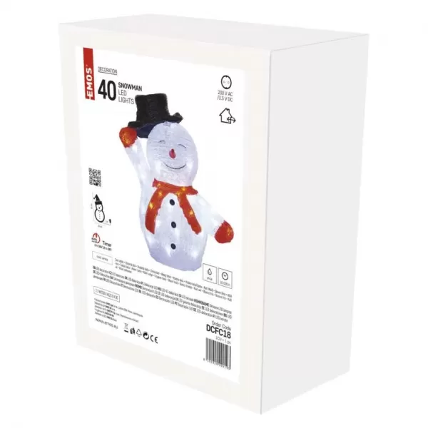 EMOS 40LED SNOWMAN IP44 CW DCFC18 sněhulák