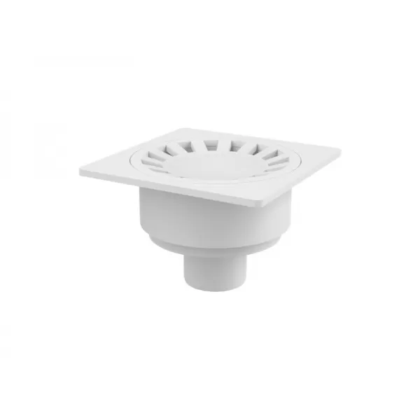ALCA Podlahová vpust 150×150/50 mm přímá, mřížka šedá, vodní zápachová uzávěra