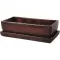 Truhlík KAKTUS WOOD 30cm + podmiska tm. hnědý mat