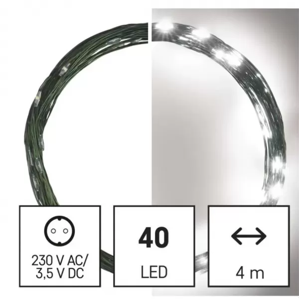 EMOS 40LED XMAS NANO IP44 4M G CW D3AC03