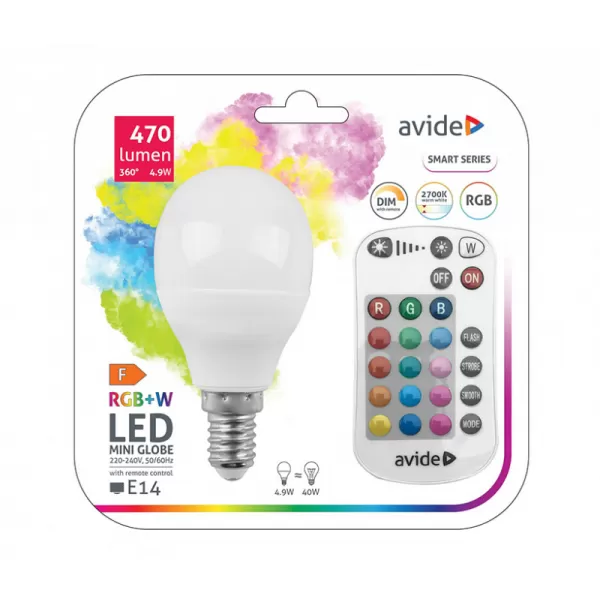 NIPEKO Žárovka SMART LED E14 4,9W ovl. RGB
