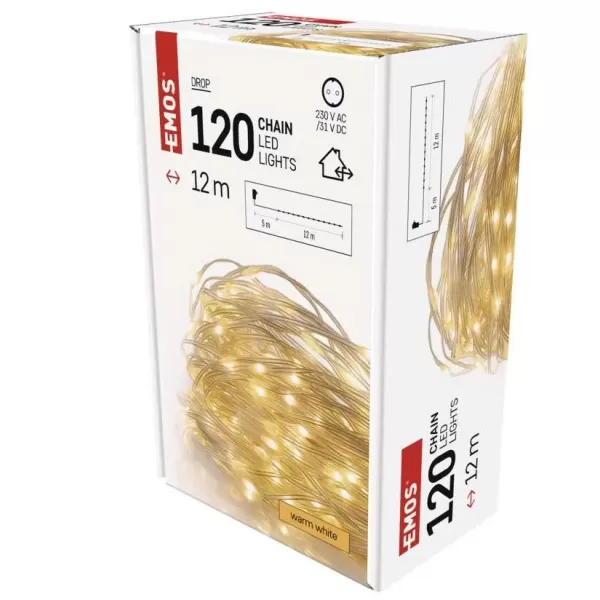 EMOS 120LED XMAS DROP 12M T IP44 WW D3AW15