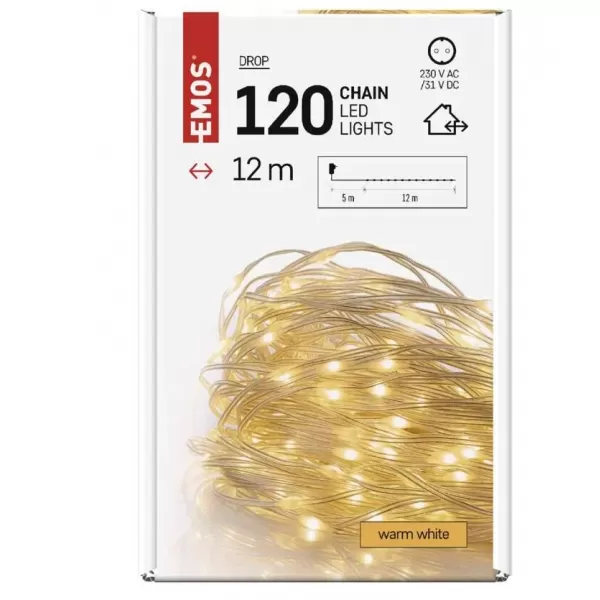 EMOS 120LED XMAS DROP 12M T IP44 WW D3AW15