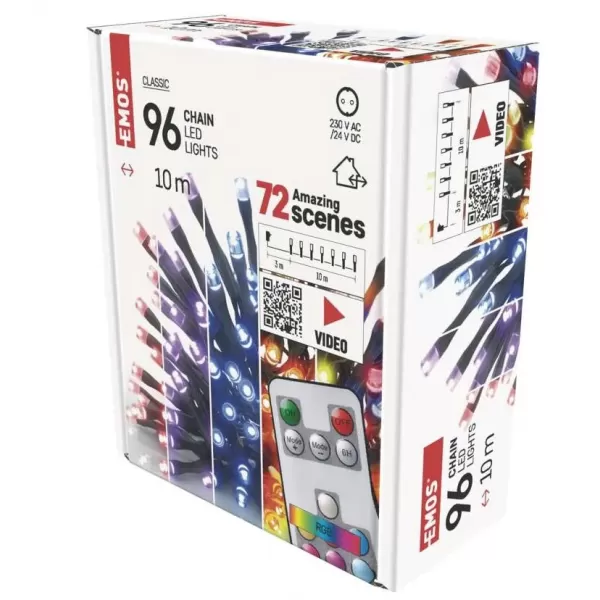 EMOS 96LED 10M IP44 TIMER RC RGB D4AA02
