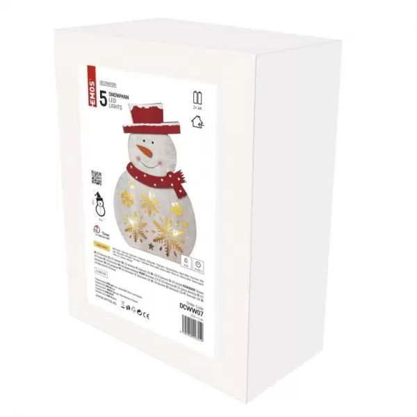 EMOS 5LED XMAS WOOD SNOWMAN 2AA T WW DCWW07