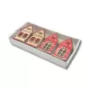 Dekorace - Vesnička 4ks domů bílé+červené 5x11cm/ks