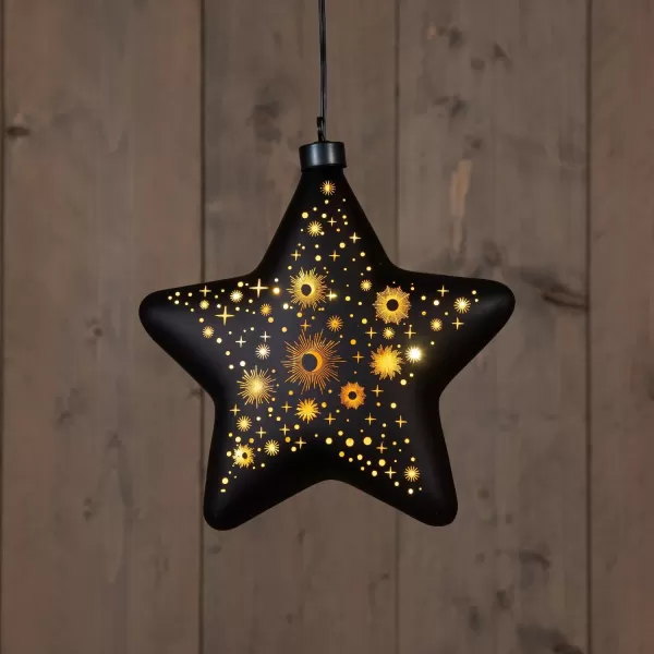 NIPEKO Dekor.hvězda černá 19cm LED