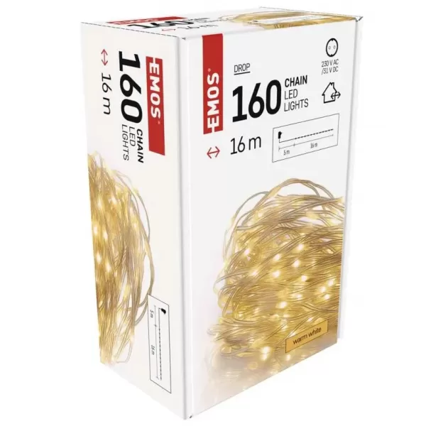 EMOS 160LED XMAS DROP 16M T IP44 WW D3AW16