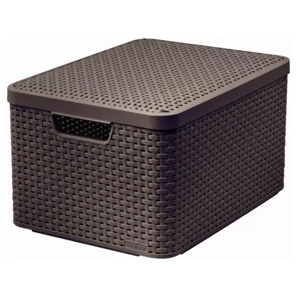 Box úložný RATTAN Style2 L hnědý s víkem