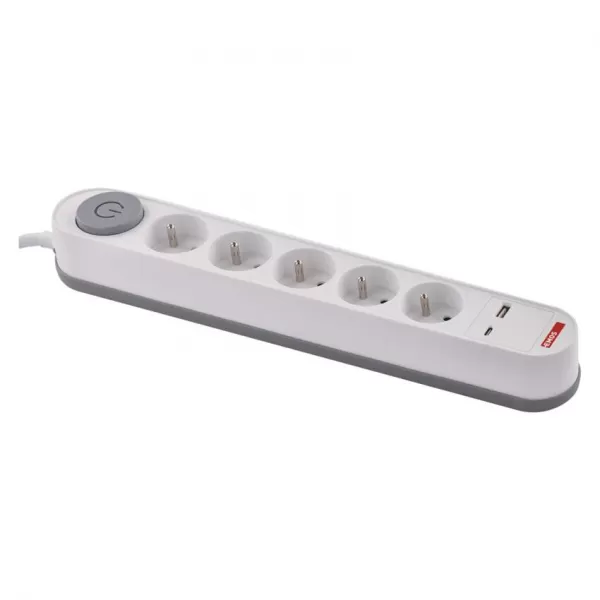 EMOS PRODLUŽKA 5Z 3M S VYP. 1,5MM + USB A+C FAST CHARGING P1513PD