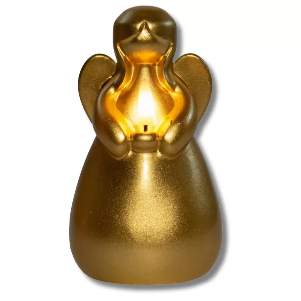 NIPEKO Anděl vosk 15 cm 2xAAA zlatý