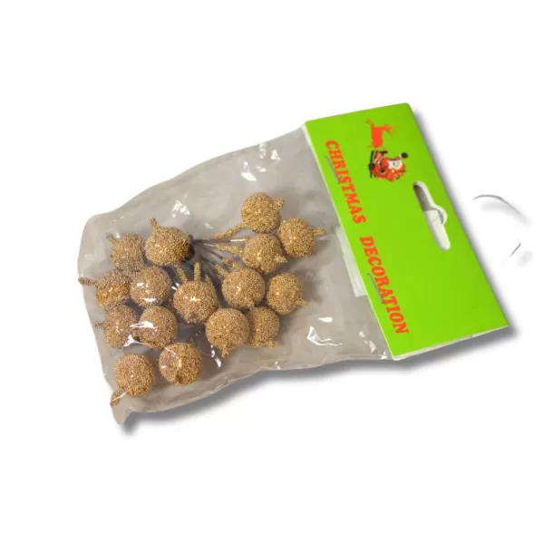 Dekorace - Jablíčko mini 12mm drátek,zlaté 16ks