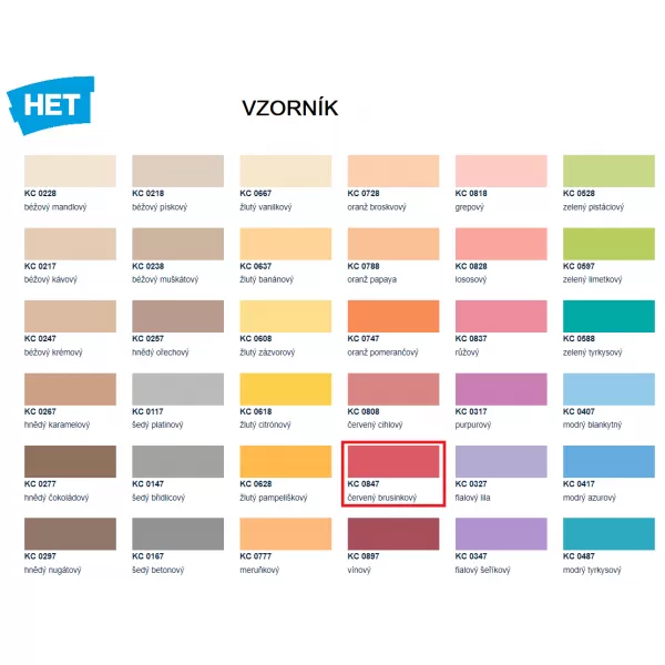 HET Klasik COLOR 0847 - červený - 7kg + 1kg