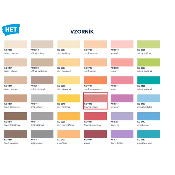 HET Klasik COLOR 0808 - červený cihlový - 7kg+1kg