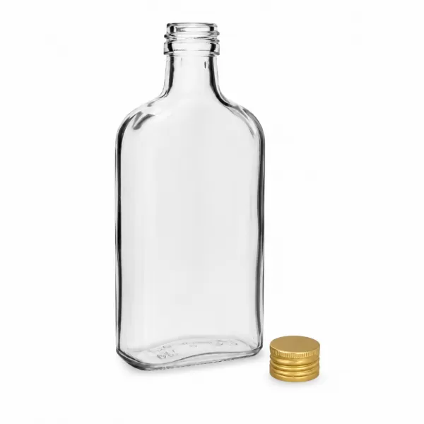Láhev placatka 200ml skleněná s uzávěrem