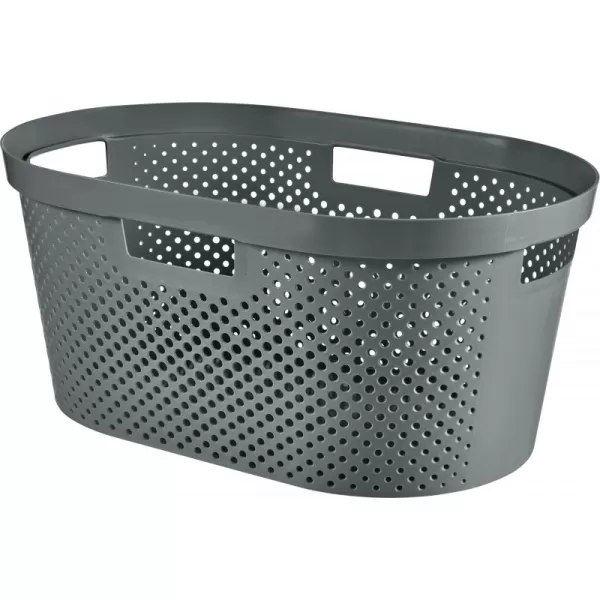 Koš na čisté prádlo INFINITY 40L puntíky tmavě šedý