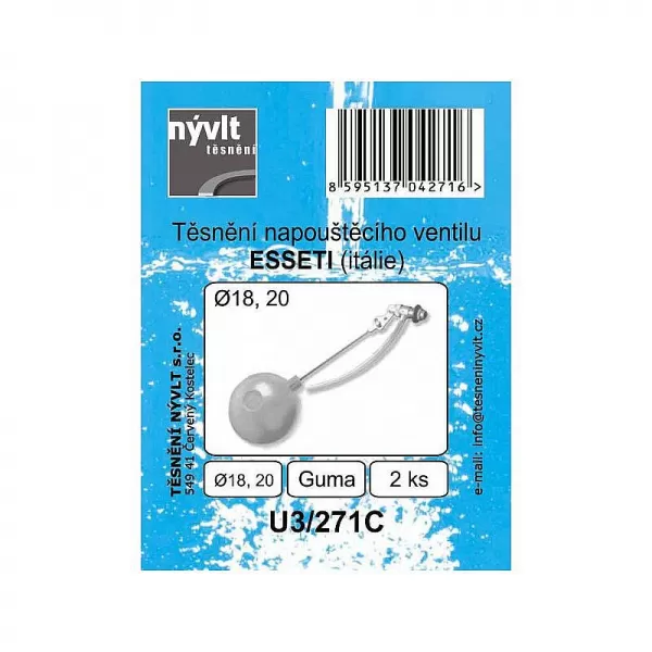 Těsnění wc napouštěcí zařízení ESSETI (Itálie) 18 a 20mm
