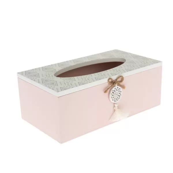 Box na papírové kapesníky dřevo růžový 24x13x9 cm