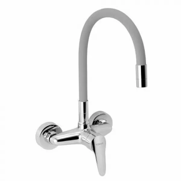 Dřezová baterie s elastickým ramenem 150mm, stříbrošedá-chrom