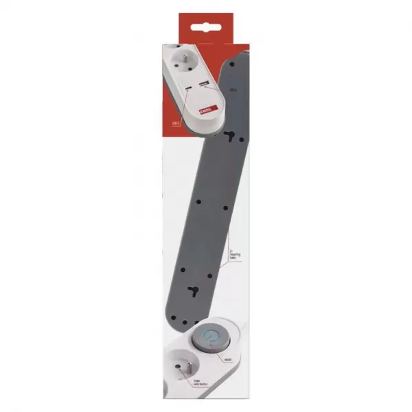 EMOS PRODLUŽKA 5Z 3M S VYP. 1,5MM + USB A+C FAST CHARGING P1513PD