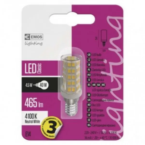 EMOS LED CLS JC A++ 4,5W G9 WW ZQ9141